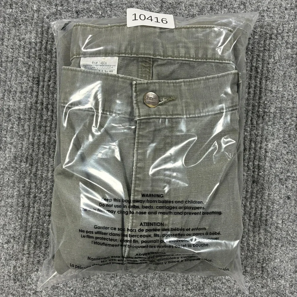 Carhartt Cargo Pants Mens 40x30 Green Canvas Relaxed Fit Utility Workwear